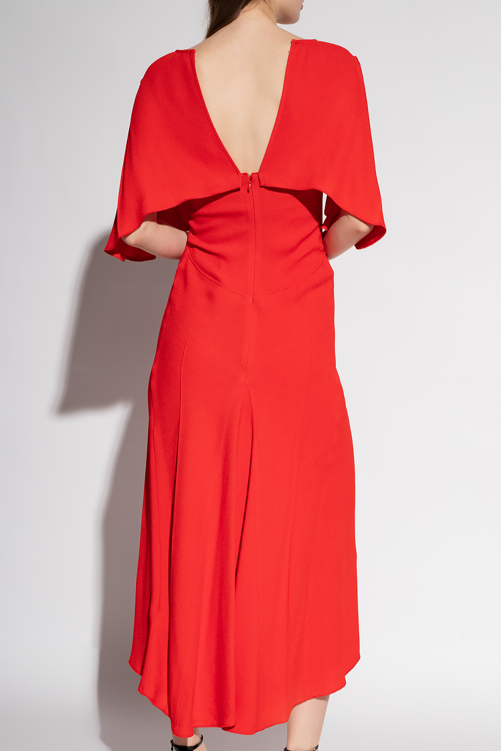 neck dress Victoria Beckham - Womens Red Abstract Print Maxi